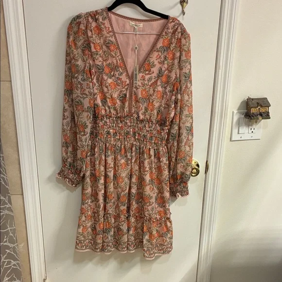 NWT Max Studio Floral Long Sleeve Dress - Pink and Orange in Sz XL - Picture 1 of 14
